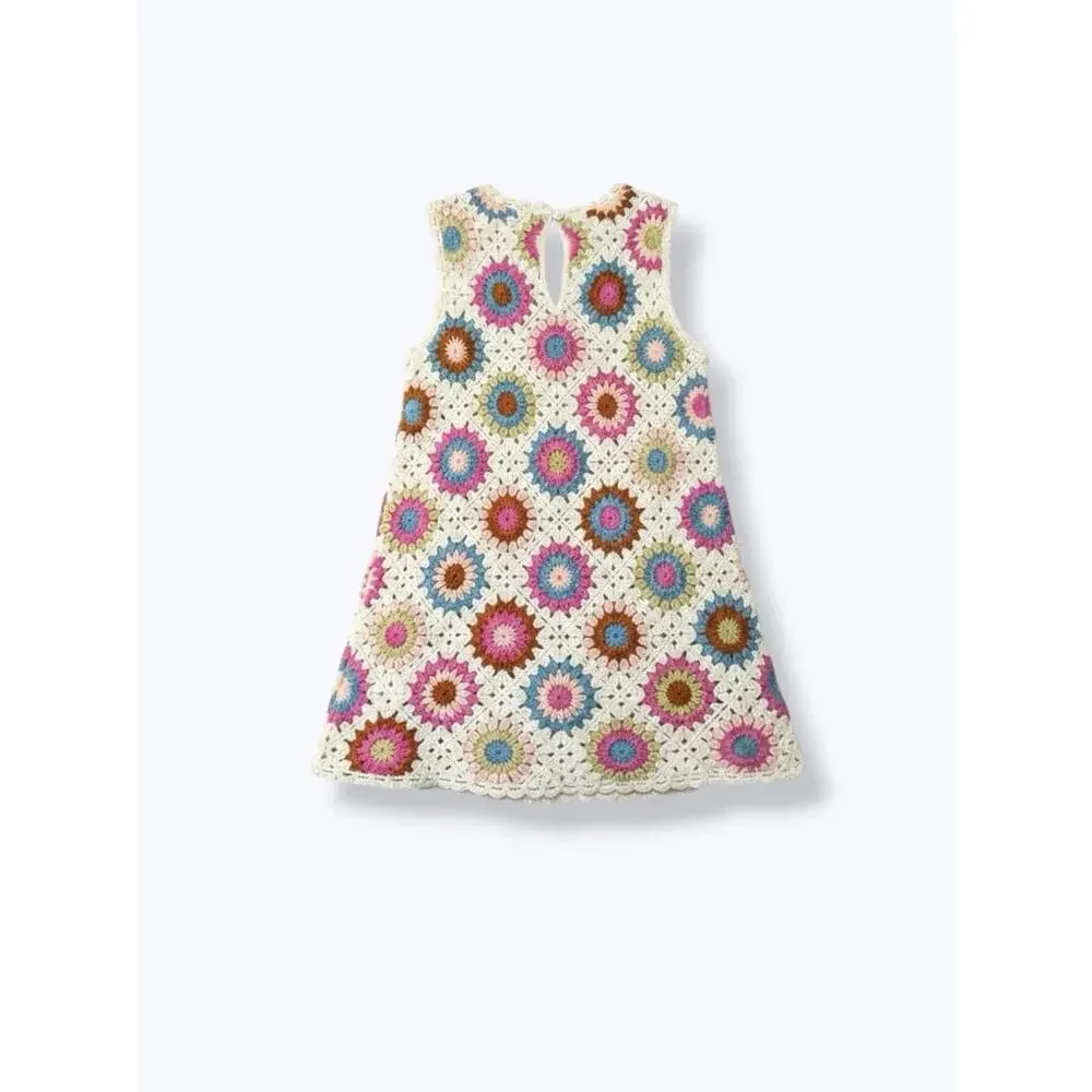 Zara Crochet Knit Dress Size 5 Years ( 110cm), Multicolored